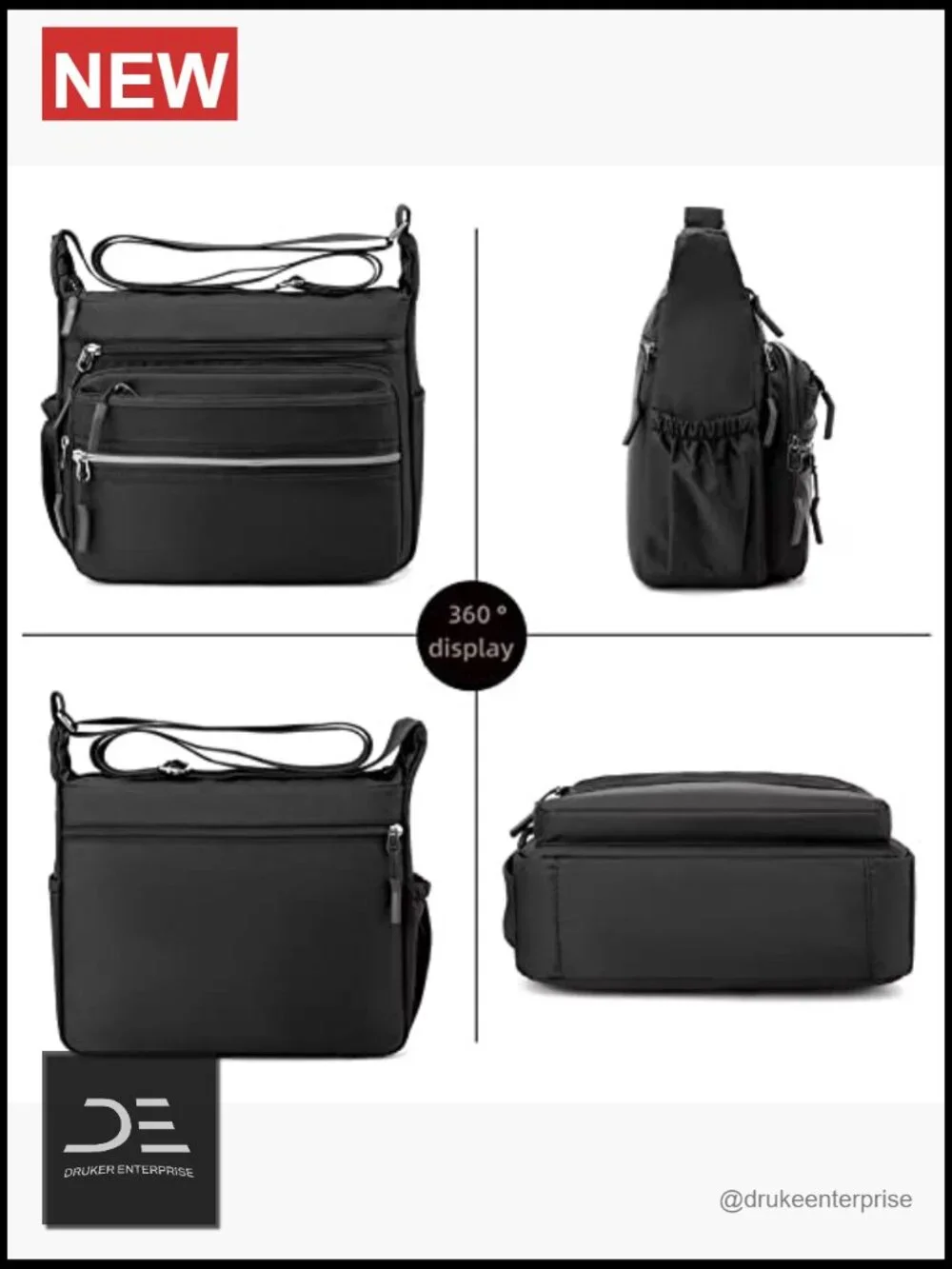 Nylon Waterproof Messenger Bag Multi-pocket Crossbody Shoulder Bag Travel